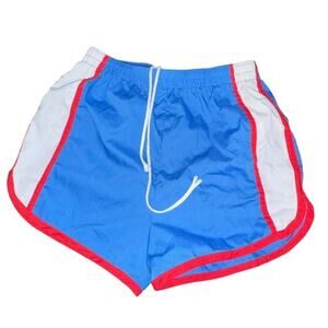 VTG Off The Wall Men’s Nylon Running Shorts Blue Red White Lined SZ Small 80s